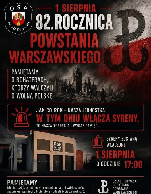 OSP Brześć Kujawski uczci pamięć bohaterów Powstania Warszawskiego