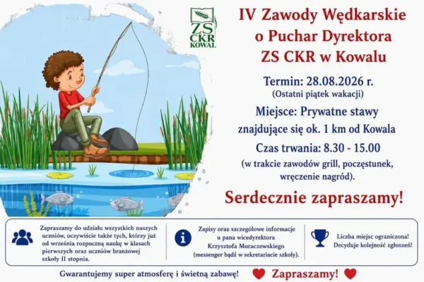 Zawody wędkarskie o Puchar Dyrektora ZSCKR – zgłoszenia do środy!