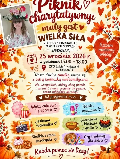 Lubień Kujawski: piknik charytatywny dla Amelki zmagającej się z ostrą białaczką limfoblastyczną