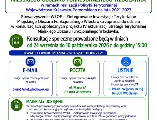 Konsultacje społeczne IV aktualizacji Strategii Terytorialnej Włocławka – zgłoś uwagi do 16 października