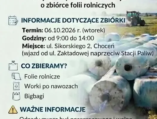 Gmina Choceń: bezpłatna zbiórka folii rolniczych już 6 października