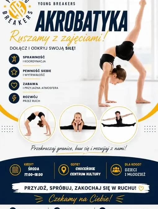 Choceń: akrobatyka na profesjonalnym AirTracku w Choceńskim Centrum Kultury