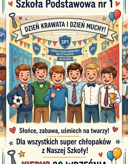 Dzień Chłopaka w Szkole Podstawowej nr 1 w Brześciu Kujawskim – Dzień Krawata i Muszki
