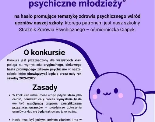 Konkurs na hasło o zdrowiu psychicznym – szkolna rywalizacja z ośmiorniczką Ciapkiem