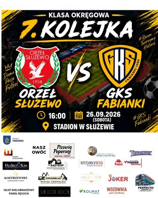 GKS Fabianki zagra na wyjeździe z Orłem Służewo w 7. kolejce klasy okręgowej