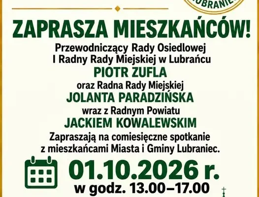 Lubraniec: comiesięczne spotkanie mieszkańców z radnymi już 1 października