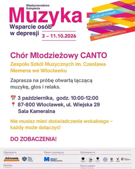 Chór CANTO zaprasza na otwartą próbę w ramach kampanii „Muzyka – wsparcie osób w depresji”