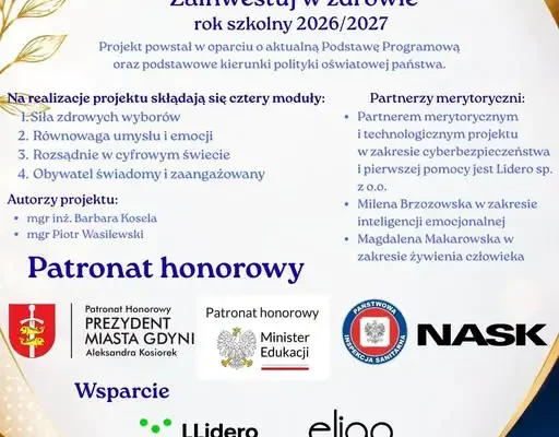 Kowal: ZSCKR po raz trzeci w ogólnopolskim projekcie „Zainwestuj w zdrowie”
