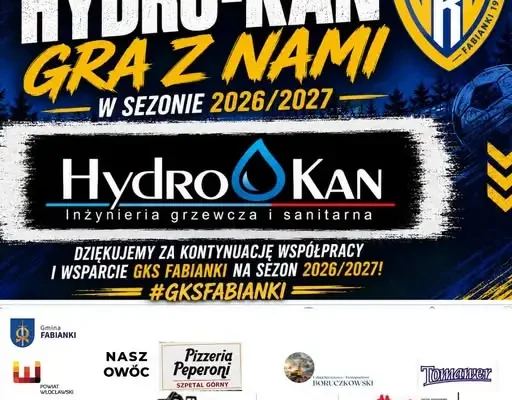 Hydro-kan nadal wspiera GKS Fabianki w sezonie 2026/2027