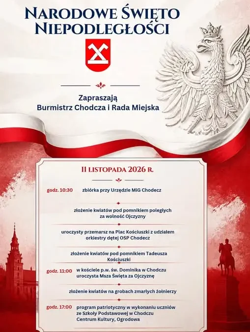 Narodowe Święto Niepodległości w Chodczu – program obchodów 11 listopada 2026