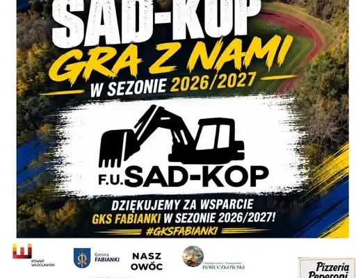 SAD-KOP nadal wspiera GKS Fabianki w sezonie 2026/2027