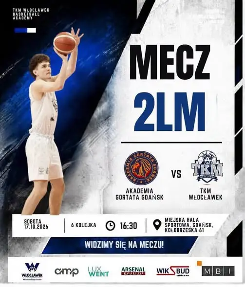 TKM Włocławek zagra w Gdańsku w 6. kolejce II ligi koszykówki