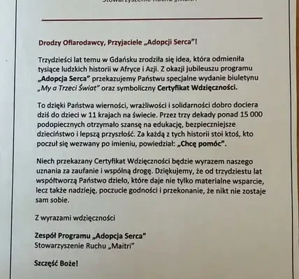 Chodecz: Szkoła Podstawowa ze Złotym Certyfikatem za 30 lat pomocy dzieciom z Afryki i Azji